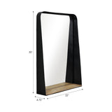 Metal Glass Integrated Shelf Wall Mirror - Black, 30 in.