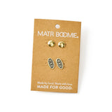 Nisha Ball and Oval Stud Earrings - Gold, Black