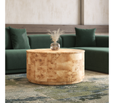 Wood Round Coffee Table, Natural Burl