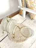 Glass Coasters Metal Caddy Set MCM