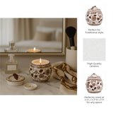 Scented Candle - Peony Brown and White Ceramic, 8.5 Oz