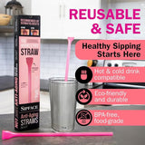 Reusable Straws 12 Inch (2 Pcs.) for Hot & Cold Drinks - BPA-Free Plastic - Dishwasher Safe - Portable Tumbler Straw for Travel - Flattened Hourglass Comfort Design