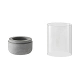 Modern Cool Gray Cement Base Glass Pillar Candle Holder
