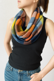 Multicolor Plaid Infinity Scarf with Zipper Pocket
