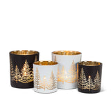 Abbott - Large White/Gold Tree Tealight-4"H-