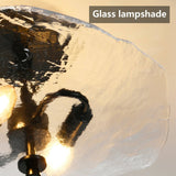 39F Inc. - Black Flush Mount Ceiling Light with Water Ripple Glass Shad