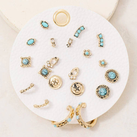 Assorted Western Boho Turquoise Earrings Set