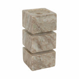 Candle Holder - Ivory Marble Stacked Cubes Pillar, 8 in.
