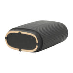 Black 8 in. Ceramic Novelty Modern Oval Ridged Vase