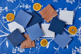 Scalloped Wood Coasters, Square, Maritime Colors, Set of 4