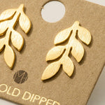 Mini Gold Dipped Leafy Branch Stud Earring