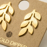 Mini Gold Dipped Leafy Branch Stud Earring