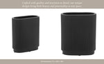 Black 8 in. Ceramic Novelty Modern Oval Ridged Vase