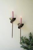 SET OF TWO METAL WALL TAPER CANDLE HOLDERS