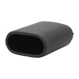 Black 8 in. Ceramic Novelty Modern Oval Ridged Vase