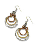 Handmade Mixed Metal Hammered Nested Hoop Earrings