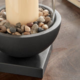 Modern Black Metal Bold Pedestal Glass Pillar Candle Holder