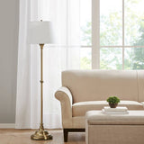 59" Empire Shade Floor Lamp, Antique Brass Gold, White