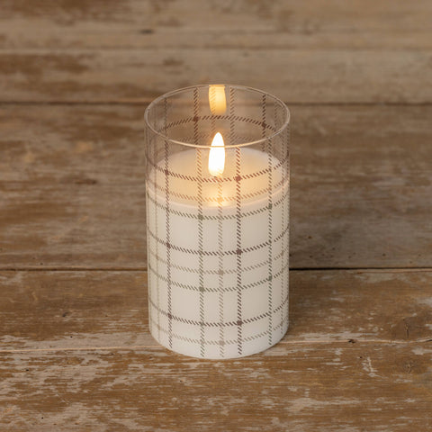 5" ANDRI PLAID GLASS 3D FLAME CANDLE