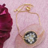 Round Dried Flower Gold Chain Pull Bracelet