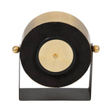 Gold/Black 6 in. Metal Round Modern Solid Table Clock