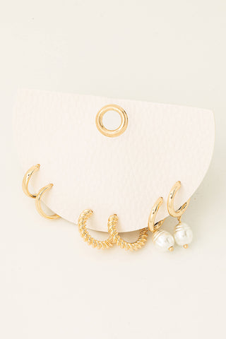 Three Pair Mini Hoop Earrings Set