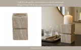 Candle Holder - Ivory Marble Stacked Cubes Pillar, 6 in.