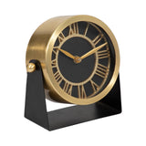 Gold/Black 6 in. Metal Round Modern Solid Table Clock