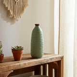 Decorative Vase -  Green Ceramic Bottle Dimpled Texture,16in