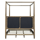 Upholstered Headboard Canopy Bed Brown, Queen *