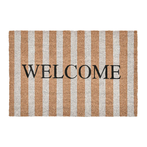 Doormat - Natural striped welcome 24”x 36”