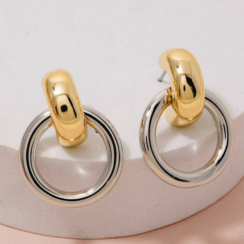 Gold Dipped Two Tone Door Knocker Earrings