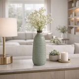 Decorative Vase -  Green Ceramic Bottle Dimpled Texture,16in
