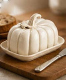Becki Owens Beige Glazed Ceramic Gourd Butter Dish