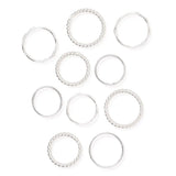 Dhera Assorted Textured Band Stacking Rings - Silver Tone