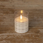 4" ANDRI PLAID GLASS 3D FLAME CANDLE