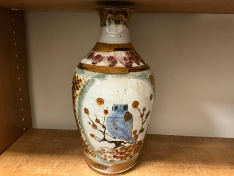 Painted owl vase