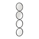 Wall Mirror - Black Wood Glass Modern Four Circles, 48 in.