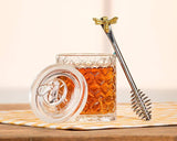Abbott - Honeycomb Jar with Bee on Sealed Lid-5"H