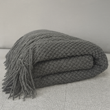 Knit Textured 50"x60" Throw Blanket with Fringe