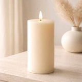 Cream Timered Realistic Flame LED Candle 3x6in C Batts