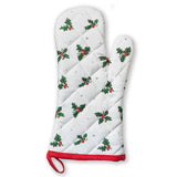 Vintage Holly Oven Mitt White Multi Cotton Christmas