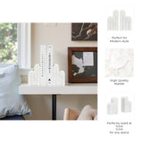 Bookends- White Marble Geometric Swirly, 6 in.