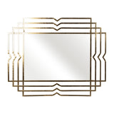 Wall Mirror - Gold Metal Glass Geometric Rectangular, 40 in.