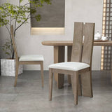 Dining Chair Set of 2 MDF PU Leather Upholstered High Back
