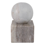 Taper Holder - Beige/White Marble Ball on Cube, 7 in.