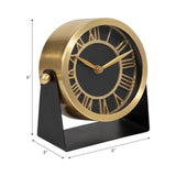 Gold/Black 6 in. Metal Round Modern Solid Table Clock