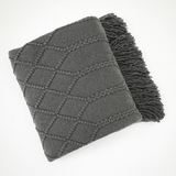 Grey Rhombus Diamond Knit 50x60 Inch Throw Blanket