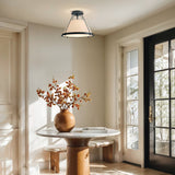 Rowabi - Solace Metal Fabric Gold Black Ivory Modern Flush Mount