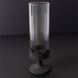Candle Holder - Dark Pedestal Base, Glass Cylinder